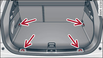 Luggage compartment: Location of fastening rings